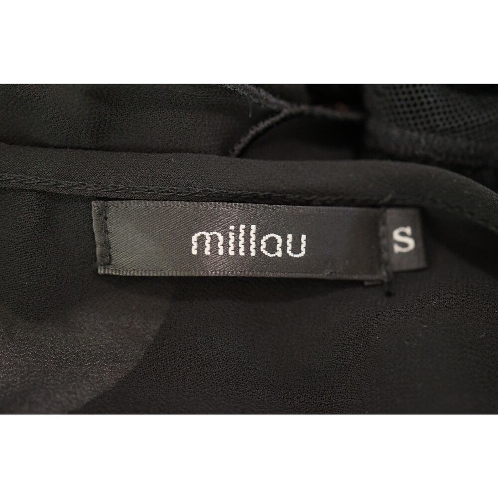 Millau - Sleeveless Sheer & Lace Open Back Tank Top in Black / Size S - Picture 4 of 5
